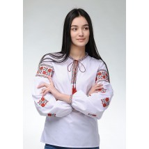 Женская вышитая блуза с длинным рукавом с цветочным орнаментом «Розочки» 48