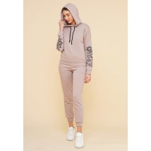 Stylish women's sports suit with beige Milan embroidery