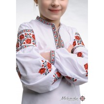 Вышитая блузка для девочки с длинным рукавом с цветочным орнаментом «Розочки» 122