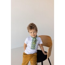 Вышитая футболка для мальчика с коротким рукавом Дем'янчик (зеленая вышивка) 128