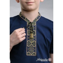 Оригинальная детская вышитая футболка «Казацкая (зеленая вышивка)» 140