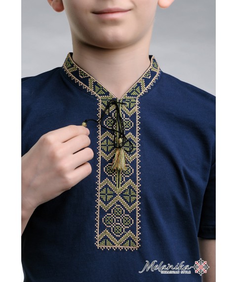 Original children's embroidered T-shirt “Cossack (green embroidery)” 152