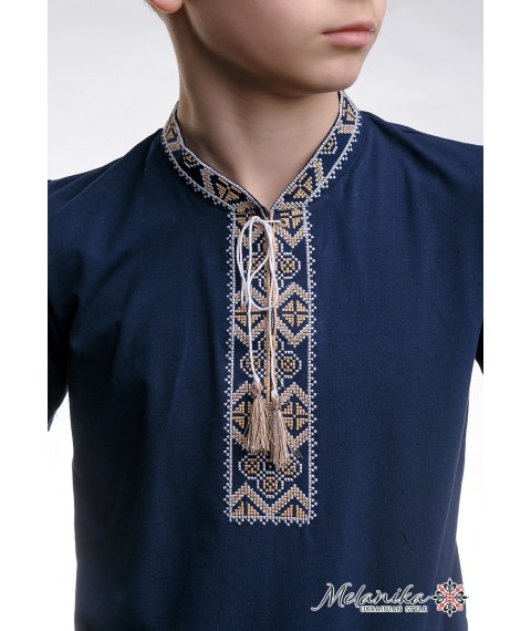 Children's T-shirt with embroidery in the Ukrainian style "Cossack (beige embroidery)" 110