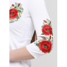 Женская вышитая футболка с рукавом 3/4 «Маків Цвіт» S