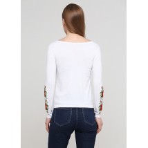 Женская вышитая футболка с длинным рукавом «Маковий цвіт» L