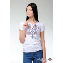 Women's T-shirt with short sleeves in white with original embroidery "Elegy" L