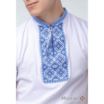 Мужская футболка с вышивкой в украинском стиле «Атаманская (синяя вышивка)» L