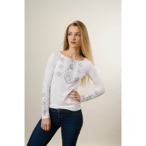 Women's embroidered T-shirt in white on white "Delicate Carpathian ornament" L
