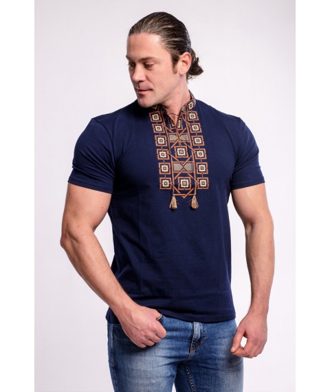 Модная мужская футболка с вышивкой «Оберег с коричневым»
