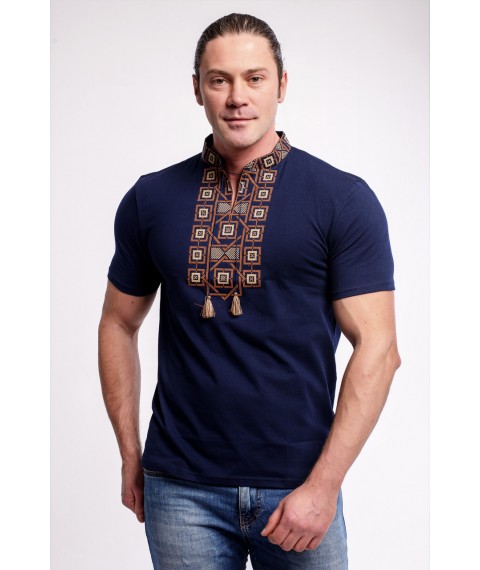 Modisches Herren T-Shirt mit Stickerei "Amulett mit Braun" XXL