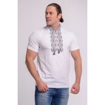 Мужская вышитая футболка "Гетьман" белая с серым 3XL