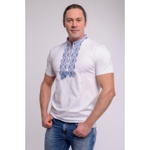 Мужская вышитая футболка "Гетьман" белая с синим L