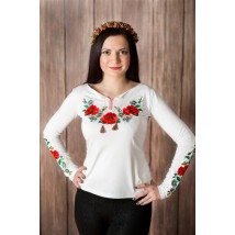 Классическая женская белая вышиванка с цветочным орнаментом «Украинская краски» XL
