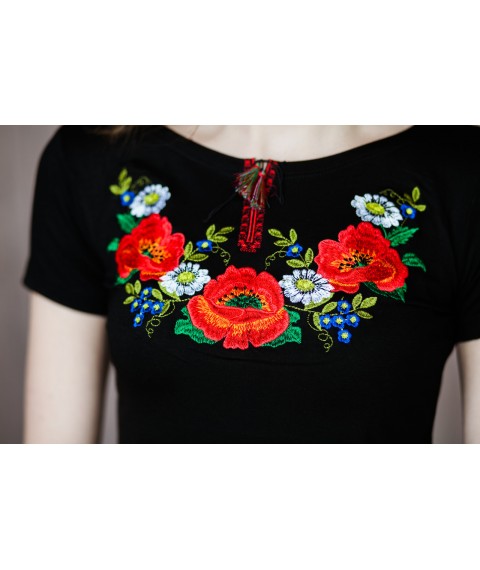 Embroidered women's T-shirt with short sleeves in ethno style “Ukrainian colors” XL