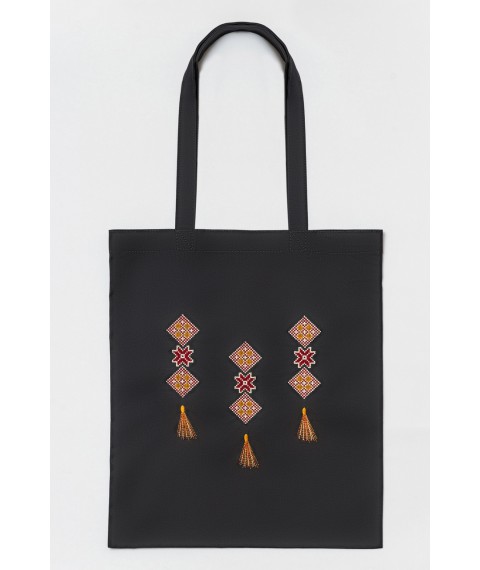 Embroidered shopper for shopping in ethnic style "Kititsy" graphite