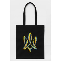 Embroidered eco-bag in black "Trident"