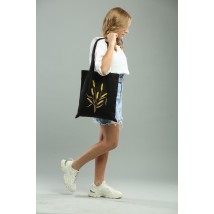 Women's eco-bag with embroidered "Spikelet" in black