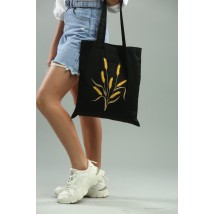 Women's eco-bag with embroidered "Spikelet" in black