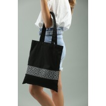 Eco shopping bag for every day "Ornament" black