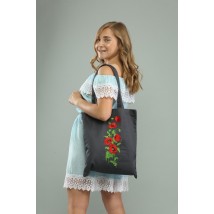 Женская эко сумка-шопер "Маки" в графитовом цвете