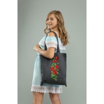 Women's eco-friendly shopping bag "Poppies" in graphite color