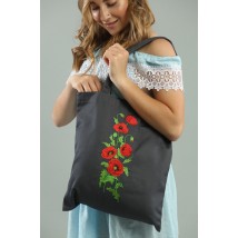 Women's eco-friendly shopping bag "Poppies" in graphite color