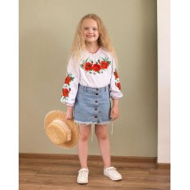 Vyshyvanka for girls with poppies and puffed sleeves "Poppy field" 122/128