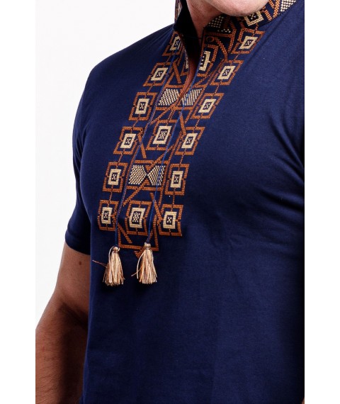 Модная мужская футболка с вышивкой «Оберег с коричневым» L