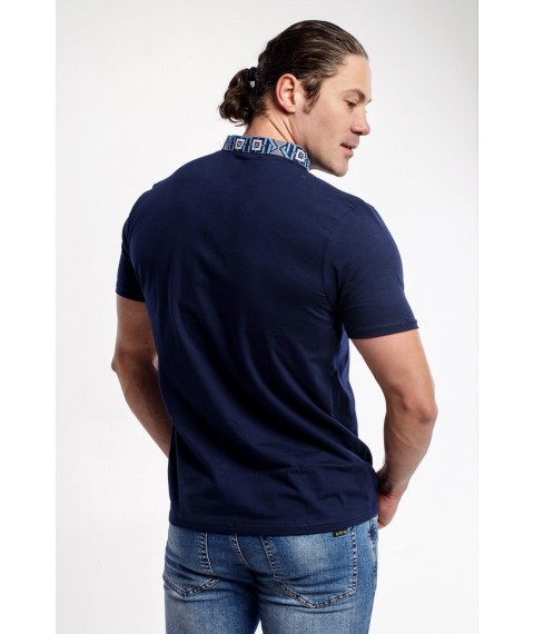 Праздничная мужская футболка с вышивкой «Оберег с синим» XL