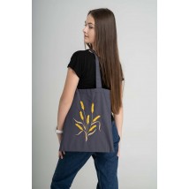 Женская эко сумка с вышивкой "Колосок" графит