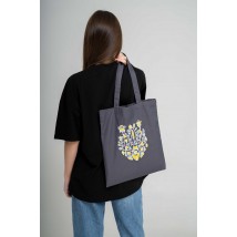 Patriotic eco-friendly shopping bag "Trident floral" graphite