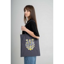Patriotic eco-friendly shopping bag "Trident floral" graphite
