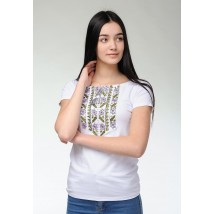 Women's green-purple embroidered T-shirt "Expression"