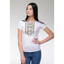 Women's green-purple embroidered T-shirt "Expression"