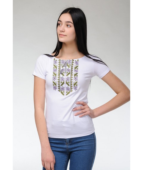 Women's green-purple embroidered T-shirt "Expression" L