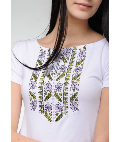 Women's green-purple embroidered T-shirt "Expression" L