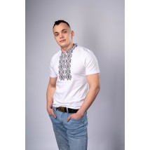 Ukrainian men's embroidered T-shirt "Hetman" white with gray S