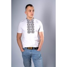 Ukrainian men's embroidered T-shirt "Hetman" white with gray M