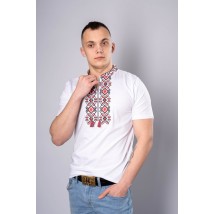 Stylish men's embroidered T-shirt "Hetman" white and red