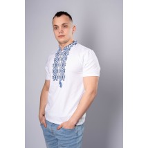 Fashionable men's embroidered T-shirt "Hetman" white and blue M