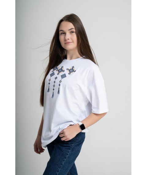 Женская белая футболка оверсайз " Меланія " G-95 XXL-3XL