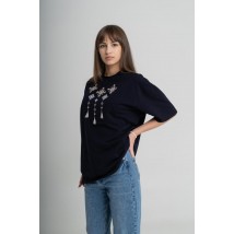 Women's black T-shirt with geometric pattern "Melania" XXL-3XL