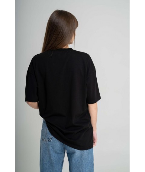 Черная женская футболка с вышивкой "Мой дом" L-XL