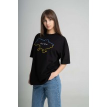 Черная женская футболка с вышивкой "Мой дом" XXL-3XL