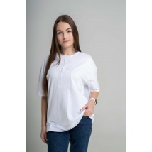 Women's oversize T-shirt with geometric white pattern on white "Nizina" L-XL