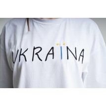 Women's white embroidered T-shirt in modern style "Ukraine"