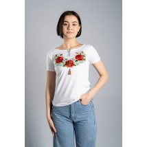 Girls Casual Embroidered T-Shirt in White Poppy XL