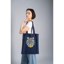 Эко-сумка для покупок в украинском стиле "Тризуб цветочный" синяя