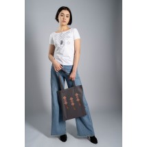 Embroidered shopper for shopping in ethnic style "Kititsy" graphite