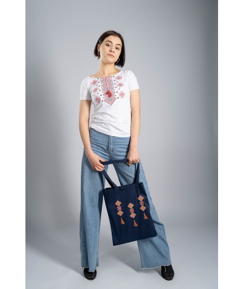 Fashionable eco-friendly shopping bag "Kititsy" in blue